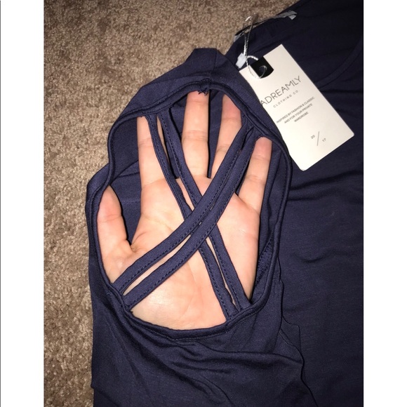 NWT Navy Shoulder Cutout Tee - Picture 5 of 8